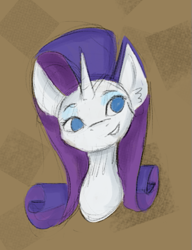 Size: 475x618 | Tagged: safe, artist:ratann, rarity, pony, unicorn, g4, bust, colored sketch, female, no pupils, sketch, solo