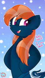 Size: 1169x2028 | Tagged: safe, artist:rainbow eevee, oc, oc only, oc:kalianne, lamia, original species, snake, badumsquish approved, beautiful, cute, evening, ocbetes, open mouth, pink eyes, smiling, snek, solo, stars, text