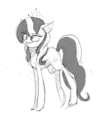 Size: 811x960 | Tagged: safe, artist:ratann, diamond tiara, earth pony, pony, g4, cross-eyed, faic, female, grayscale, monochrome, sketch, solo