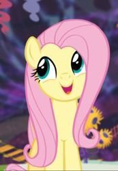 Size: 512x740 | Tagged: safe, screencap, fluttershy, pegasus, pony, discordant harmony, g4, cropped, cute, female, mare, open mouth, shyabetes, smiling, solo