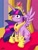 Size: 720x937 | Tagged: safe, artist:texasuberalles, twilight sparkle, alicorn, pony, g4, big crown thingy, crown, element of magic, female, floppy ears, jewelry, loose fitting clothes, mare, princess, regalia, solo, throne, twilight sparkle (alicorn), twilight sparkle is not amused, unamused