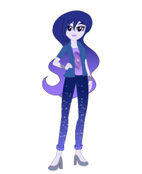 Size: 560x687 | Tagged: safe, artist:lumi-infinite64, artist:selenaede, oc, oc only, oc:galaxy shine, equestria girls, g4, base used, clothes, ethereal mane, galaxy mane, gradient clothes, high heels, shoes, simple background, solo, transparent background