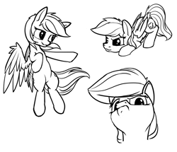 Size: 1200x1033 | Tagged: safe, artist:dacaoo, rainbow dash, pegasus, pony, g4, black and white, female, grayscale, lineart, mare, monochrome, solo
