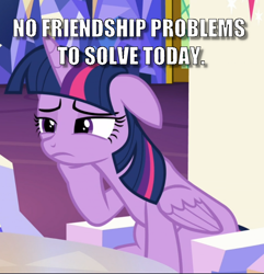 Size: 834x865 | Tagged: safe, edit, edited screencap, screencap, twilight sparkle, alicorn, pony, g4, what about discord?, bored, caption, cropped, cutie map, female, floppy ears, friendship throne, frown, hoof on cheek, image macro, meme, sad, sitting, solo, text, twilight sparkle (alicorn)