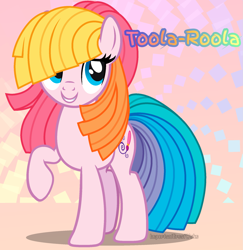 Size: 1943x2000 | Tagged: safe, artist:pigeorgien, toola-roola, earth pony, pony, g3, g3.5, g4, cute, female, g3 to g4, g3.5 to g4, generation leap, mare, pigeorgien is trying to murder us, raised hoof, smiling, solo