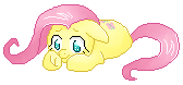 Size: 168x78 | Tagged: safe, artist:archego-art, fluttershy, g4, cute, lying down, pixel art, shyabetes, simple background, transparent background, wingless