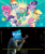 Size: 1000x1201 | Tagged: safe, edit, edited screencap, screencap, applejack, fluttershy, pinkie pie, rainbow dash, rarity, spike, twilight sparkle, alicorn, dragon, earth pony, human, pegasus, pony, unicorn, g4, g4.5, my little pony: pony life, comic, female, hasbro, hasbro logo, mane six, mare, markiplier, microphone, pony life drama, text, twilight sparkle (alicorn)