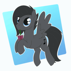 Size: 2048x2048 | Tagged: safe, artist:dyonys, oc, oc:tanner, pegasus, pony, animated, big eyes, bubble tea, cute, flying, high res, holding, male, ocbetes, show accurate, stallion, straw