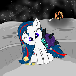 Size: 5000x5000 | Tagged: safe, artist:poniidesu, oc, oc only, oc:nyx, alicorn, black hole pony, earth pony, pony, absurd resolution, alcohol, alicorn oc, atmosphere, beer, black hole, comet, corona, crater, cute, duo, ear fluff, earth, ethereal mane, eyebrows, fanfic art, female, filly, food, galaxy, horn, hurricane, looking at you, mare in the moon, mars, meat, milky way galaxy, moon, nasa, nasapone, nebula, north america, ocbetes, pepperoni, pepperoni pizza, pizza, planet ponies, ponified, raised eyebrow, shooting star, sitting, smug, space, space shuttle, starry mane, stars, sun