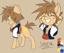 Size: 1820x1504 | Tagged: safe, artist:steelsoul, pony, clothes, colt, cute, disney, kingdom hearts, male, ponified, profile, smiling, solo, sora