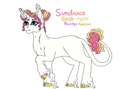 Size: 1280x922 | Tagged: safe, artist:bizaardwolf, oc, oc only, oc:sundance belle-apple, classical unicorn, pony, unicorn, cloven hooves, female, horn, leonine tail, magical lesbian spawn, mare, neck fluff, offspring, parent:applejack, parent:rarity, parents:rarijack, simple background, solo, transparent background, unshorn fetlocks