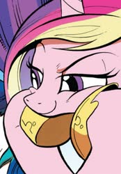 Size: 677x970 | Tagged: safe, artist:andypriceart, idw, official comic, princess cadance, alicorn, pony, g4, neigh anything, bedroom eyes, comic, cropped, female, mare, smiling, smirk, smug