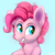 Size: 3000x3000 | Tagged: safe, artist:lilclim, pinkie pie, earth pony, pony, g4, blue background, bust, chest fluff, cute, diapinkes, ear fluff, female, high res, shoulder fluff, simple background, smiling, solo
