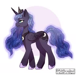Size: 1524x1524 | Tagged: dead source, safe, artist:plutotheundead, princess luna, alicorn, pony, g4, abstract background, cheek fluff, chest fluff, circle background, cute, ear fluff, female, leg fluff, lunabetes, mare, profile, solo