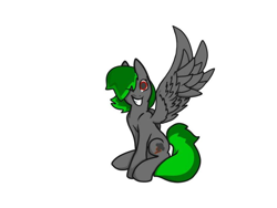 Size: 884x663 | Tagged: safe, oc, oc only, oc:darknightprincess, pegasus, pony, female, green mane, hair over eyes, happy, mare, red eyes
