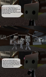 Size: 1920x3240 | Tagged: safe, artist:soad24k, oc, oc:head bag, earth pony, pony, 3d, anonymous, clothes, comic, gmod, i think that's not the paper bag pony, paper bag, paper bag support group, speech bubble, suit