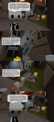 Size: 1920x4320 | Tagged: safe, artist:soad24k, oc, oc:head bag, earth pony, pony, 3d, anonymous, clothes, comic, gmod, i think that's not the paper bag pony, paper bag, paper bag support group, present, statue, suit
