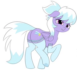 Size: 1206x1096 | Tagged: safe, artist:wafflecakes, cloudchaser, pegasus, pony, g4, adorasexy, bedroom eyes, butt, clothes, cute, female, looking at you, mare, plot, raised hoof, sexy, simple background, socks, solo, white background