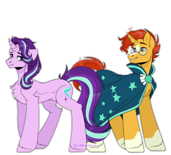 Size: 2200x2000 | Tagged: safe, artist:allisonbacker, starlight glimmer, sunburst, pony, unicorn, g4, high res, looking at each other, simple background, transparent background