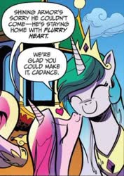 Size: 385x543 | Tagged: safe, artist:andypriceart, idw, official comic, princess cadance, princess celestia, alicorn, pony, g4, spoiler:comic61, andy price is trying to murder us, aunt and niece, cheek kiss, cute, cutedance, cutelestia, daaaaaaaaaaaw, duo, eyes closed, female, heart, kissing, mare, platonic kiss