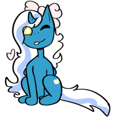 Size: 1322x1316 | Tagged: safe, artist:ember-wing, oc, oc:fleurbelle, alicorn, pony, animated, bow, female, gif, hair bow, heart, mare, one eye closed, tail wag, tongue out, wingding eyes, wink, winking at you