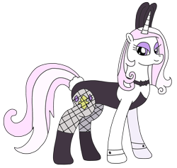 Size: 2101x1990 | Tagged: safe, artist:supahdonarudo, fleur-de-lis, pony, unicorn, series:fleurbuary, g4, bunny ears, bunny suit, clothes, cuffs (clothes), fishnet stockings, miss fleur is trying to seduce us, simple background, transparent background
