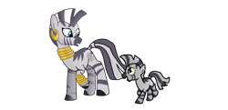 Size: 1280x619 | Tagged: safe, artist:mr100dragon100, zecora, zebra, g4, colt, ear piercing, earring, female, jewelry, male, neck rings, piercing, simple background, white background
