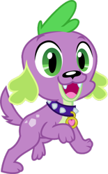 Size: 750x1211 | Tagged: safe, artist:sketchmcreations, edit, editor:slayerbvc, vector edit, spike, spike the regular dog, dog, equestria girls, g4, collar, cropped, dog collar, male, open mouth, simple background, solo, spike's dog collar, transparent background, vector