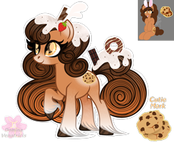 Size: 2400x1971 | Tagged: safe, artist:domina-venatricis, oc, oc only, oc:cookie, food pony, original species, pony, female, food, mare, ponified, simple background, solo, transparent background