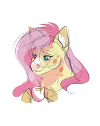 Size: 1200x1500 | Tagged: safe, artist:uunicornicc, fluttershy, pony, g4, bust, colored sketch, female, portrait, solo