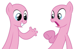 Size: 1228x766 | Tagged: safe, artist:theironheart, oc, oc only, earth pony, pony, g4, too many pinkie pies, :o, base, duo, earth pony oc, female, grin, hoof fingers, mare, open mouth, shocked, simple background, smiling, transparent background, underhoof, wide eyes