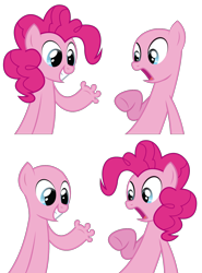 Size: 1324x1789 | Tagged: safe, alternate version, artist:theironheart, pinkie pie, oc, oc only, earth pony, pony, g4, too many pinkie pies, :o, base, base used, duo, earth pony oc, female, grin, hoof fingers, mare, open mouth, shocked, simple background, smiling, transparent background, underhoof, wide eyes