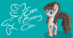 Size: 1200x630 | Tagged: safe, oc, oc only, oc:connie bloom, earth pony, pony, euro bronycon, mascot, solo