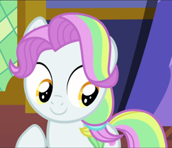 Size: 1092x940 | Tagged: safe, screencap, coconut cream, pony, fame and misfortune, g4, cropped, cute, female, smiling, solo