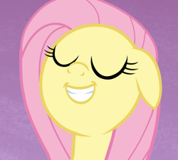 Size: 1043x937 | Tagged: safe, screencap, fluttershy, pegasus, pony, fame and misfortune, g4, cropped, cute, eyes closed, female, floppy ears, grin, mare, shyabetes, smiling, solo