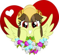 Size: 5000x4673 | Tagged: safe, artist:jhayarr23, oc, oc only, oc:tailcoatl, pegasus, pony, aztec, cute, female, flower, heart, hearts and hooves day, helmet, holiday, mare, mexico, nation ponies, ponified, show accurate, simple background, smiling, solo, transparent background, valentine's day, wings, ych result