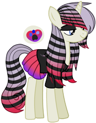 Size: 1170x1491 | Tagged: safe, artist:eonionic, oc, oc only, oc:gabbana rose, pony, unicorn, female, magical lesbian spawn, offspring, parent:inky rose, parent:lily lace, parents:inky lace, scene hair, simple background, solo, transparent background