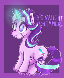 Size: 1228x1489 | Tagged: dead source, safe, artist:spendwiselytoons, starlight glimmer, pony, unicorn, g4, female, glowing horn, horn, smiling, solo