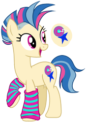 Size: 1094x1560 | Tagged: safe, artist:eonionic, oc, oc only, oc:jawbreaker, earth pony, pony, female, leg warmers, mare, offspring, parent:candy mane, parent:vinyl scratch, simple background, solo, transparent background