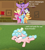 Size: 1280x1438 | Tagged: safe, edit, edited screencap, editor:korora, screencap, applejack, cozy glow, fluttershy, pinkie pie, rainbow dash, rarity, twilight sparkle, alicorn, pony, all bottled up, g4, my little pony: friendship is magic, season 7, season 9, the ending of the end, applejack's hat, bow, cowboy hat, cozybuse, escape room, hair bow, hat, mane six, pun, speech, spoonerism, tail bow, twilight sparkle (alicorn)