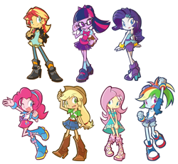 Size: 1300x1200 | Tagged: safe, artist:rvceric, applejack, fluttershy, pinkie pie, rainbow dash, rarity, sci-twi, sunset shimmer, twilight sparkle, equestria girls, g4, female, simple background, white background