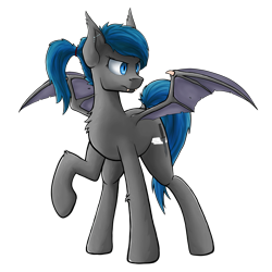 Size: 4200x4200 | Tagged: safe, artist:yognaughtsteve, oc, oc only, oc:midnight dagger, bat pony, pony, piercing, simple background, solo, transparent background