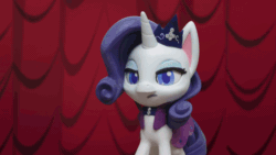 Size: 800x450 | Tagged: safe, screencap, rarity, pony, unicorn, fashion failure, g4.5, my little pony: stop motion short, animated, disappointed, female, gif, head shake, solo, stop motion, youtube link