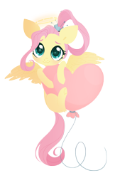 Size: 4000x6175 | Tagged: safe, artist:belka-sempai, fluttershy, pegasus, pony, g4, :3, absurd resolution, balloon, cute, female, halo, heart balloon, holding on, looking at you, mare, older, older fluttershy, shyabetes, simple background, solo, spread wings, transparent background, underhoof, wings