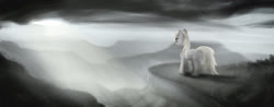Size: 1440x564 | Tagged: safe, artist:daedric-pony, derpy hooves, pegasus, pony, g4, crepuscular rays, female, scenery, solo