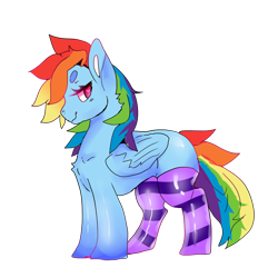 Size: 1280x1280 | Tagged: safe, artist:ufogrimm, rainbow dash, pegasus, pony, g4, clothes, cute, female, mare, simple background, smiling, socks, solo, striped socks, transparent background