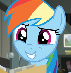 Size: 911x936 | Tagged: safe, screencap, rainbow dash, pegasus, pony, daring done?, g4, cropped, female, mare, smiling, solo