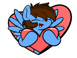 Size: 2560x1920 | Tagged: safe, artist:php142, part of a set, oc, oc only, oc:pegasusgamer, pegasus, pony, bust, eyes closed, happy, heart, holiday, simple background, solo, transparent background, valentine's day, wings, ych result