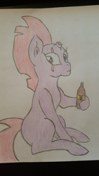 Size: 1836x3264 | Tagged: safe, artist:firestarter, tempest shadow, g4, bottle, eye scar, scar, tempest stole my drink, traditional art