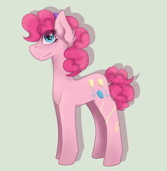 Size: 1200x1228 | Tagged: safe, artist:brendalobinha, pinkie pie, earth pony, pony, g4, cute, diapinkes, ear fluff, female, gray background, looking at you, mare, simple background, solo